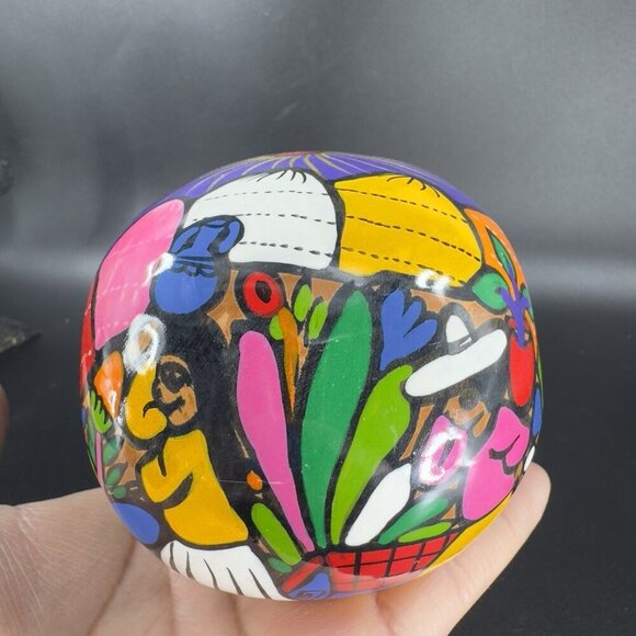 Mexican Pottery Day Of The Day Skull Figurine Decor Hand Painted RedWare Figure - Picture 14 of 16